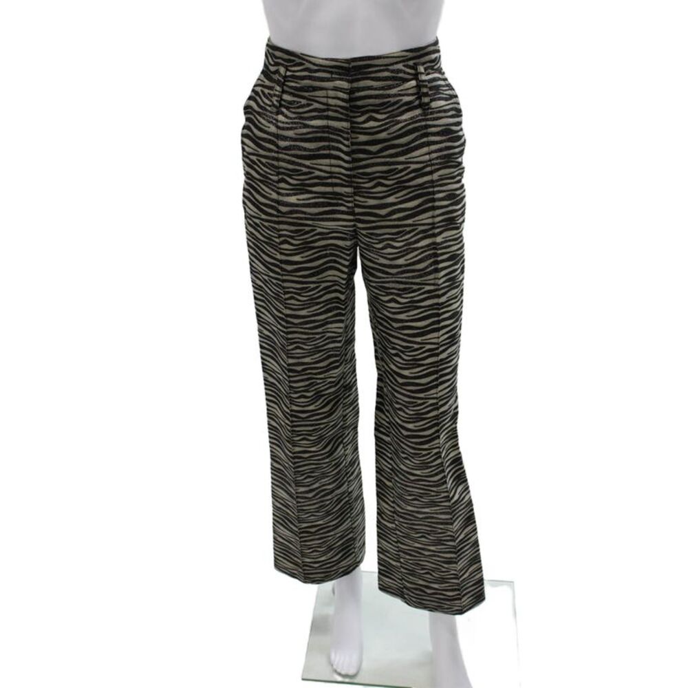 Seventy Womens Black Animal Print Viscose Zip Pants Size 42